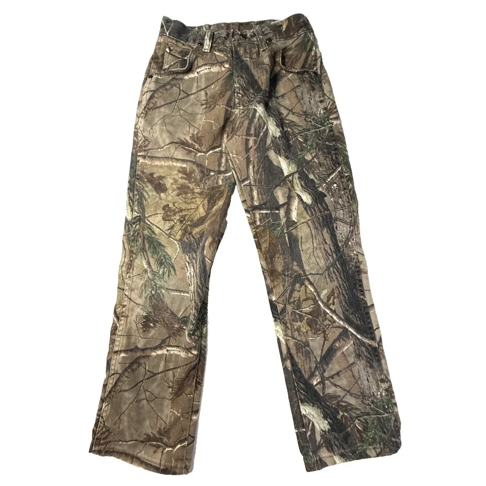 Wrangler Y2K Realtree Camo Jeans Girls 12 Regular Hunting Pants Brown Outdoor